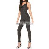 Custom Black Halter Neck Glitter Jumpsuit Casual Clothing For Ladies thumbnail-5