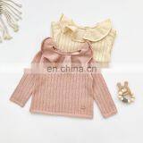 2020 Autumn Ins Baby Girl Pullover Lotus Leaf Collar Hollow Knit Sweater Baby Sweater Long Sleeve Thin thumbnail-3