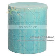 Turquoise glazed bamboo cane china ceramic garden stool