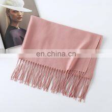 Autumn and Winter New Solid Color Cashmere Scarf Women Thickened Warm Bib Shawl Gift Scarf thumbnail-2