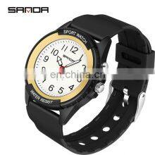 Sanda 6018 Casual Men Brand Quartz Wrist Watches Aanlog Luminous Resin Strap Water Resistant Fashion Men Hand Watch thumbnail-1