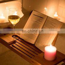 Bamboo Bathtub Caddy High Quality Extendable With Foldable Reading Rack Bamboo Bathtub Caddy Tray thumbnail-2
