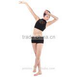 Girls Lyrical Two Pieces Lace Turtle Neck Dance Crop Tops, Dance Costumes thumbnail-2