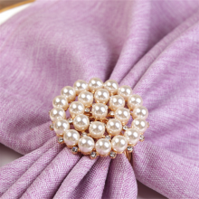 Factory Custom Rhinestone Gold Silver Napkin Ring With White Pearl Decoration thumbnail-3