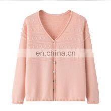 Lady's Eco-friendly V Neck Knitted Oversized 100% Cashmere Cardigan Button Front Back Logo Solid Pattern Casual Autumn Style thumbnail-1