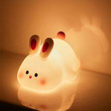High Quality USB Rechargeable Baby Table Light Custom Silicone Cute Bunny Lamp Kids Night Light Wholesale Rabbit Silicon Lamp thumbnail-3
