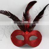In Stock 7colors New Venetian Mask Beautiful Design Feather Mask Purple Feather Masquerade Mask thumbnail-3
