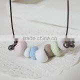 Fashion Natural Stone Necklace Multi Color Beads Pendant Necklace Teenagers Necklace thumbnail-2