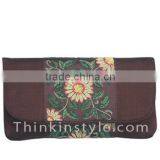 Flowers embroidery silk clutch