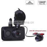 Dual Camera Ambarella Dash Cam With External 5M Waterproof Camera