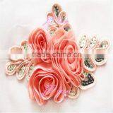 Chiffon Flower and Silver Leaf Sequin Flower Applique - DIY Flower Headbands - Bridal Applique thumbnail-5