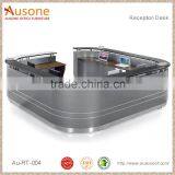 Luxury Curved Reception Desk Sliver Grey Color