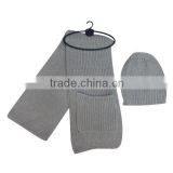 2015 New Style 100% acrylic girl's knitted winter hat and scarf set