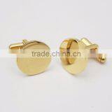 Personalized Logo Women Men Stainless Steel Round Blank Gold Cufflinks