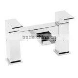 Waterfall Solid Brass Centerset Double Handles Bridge Bathroom Faucet - Chrome Finish QH081 thumbnail-1