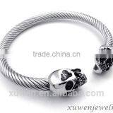 Cable Wire Mens 316l Stainless Steel Bracelet With Skull thumbnail-2