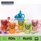 Best Selling Lovely Flower Ceramic Mug With Spoon thumbnail-1
