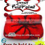 Diy Felting Felt Point Red and Black Coin Purse