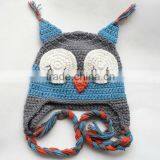 Newborn Baby Crochet Owl Ear Flat Beanie Hat FCK-119230850 thumbnail-1