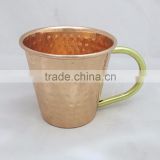 COPPER SMALL GLASS MUG FDA APPROVED BARREL HAMMERED FINISH MOSCOW MULE PURE COPPER MUG, BPA FREE PURE COPPER/LAB TESTED