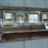 Antique Decorative Wooden Wall Shlef With Double-glass and Hooks thumbnail-2