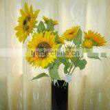 Artificial Sunflower Artificial Flower With Flocking Leaves and Stem Plants thumbnail-1