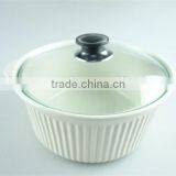 Cream Ceramic Soup Tureen With Glass Cover/lid in Stock thumbnail-1