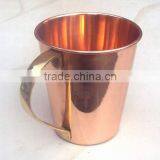 BPA FREE SMOOTH MOSCOW MULE 100% COPPER TAPER MUG WITH BRASS HANDLE thumbnail-2