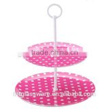 plastic double round rose red cake plates with handle