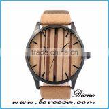 Private Label Your Own Logo Leather Band Wristwatch Wholesale Wood Watch thumbnail-2