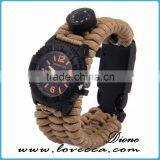 Multifuctional Paracord Survival Watch With Compass Whistle Fire Starter Watchband Bracelet Outdoor Activities Tool thumbnail-4