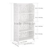 4-Tier White Modular Cut-Out WPC Home Storage Organizer Shelving Rack Unit Bookcase Shelf thumbnail-5