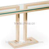 Golden Polished Stainless Steel Base Glass Console Table