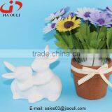 BSCI Audit Factory EASTER Decoration Glazed White/grey Ceramic Rabbits thumbnail-2