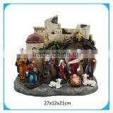 Custom Was Born Child Polyresin Manger With Light Christening Souvenirs thumbnail-1