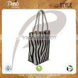 12 OZ Natural Canvas Tote Bag With Over All Zebra Prints & With Rope Handle thumbnail-2