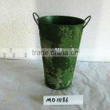 Green Galvanized Metal Bucket With Handles thumbnail-1