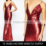 Wine Red One Piece Girls Party Dresses Pictures of Latest Gown Sexy Deep v Floor Touching Evening Dress thumbnail-1