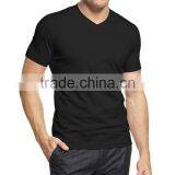 Wholesale Bulk Plain White Black Navy Blue V-Neck Crew Men Blank Custom Embroidery Printing T-Shirt Factory thumbnail-5