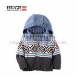 2017 Kintted Zipper Closure 100% Cotton Hooded Baby Sweater Designs thumbnail-1