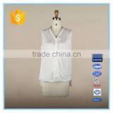 Ladies Sleeveless Chiffon Blouse Silk Charmeuse Fabric New Design Fashion Top thumbnail-1