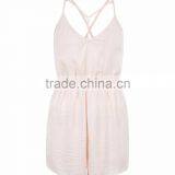 Shell Pink Satin Harness Front Pajamas Playsuit V Neck With Back Strappy Design Elasticated Waist Sleepwear thumbnail-4