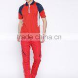 Men Red Colourblocked Spread Collar T-Shirt Stylish Spread Collar Tee Concealed Short Zip Closure Custom Mesh Polyester Material thumbnail-5