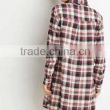New Style Woman Plaid Shirt Slim Fit Ladies Extra Long Shirt Flannel Shirt thumbnail-3