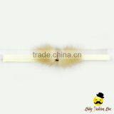 Retro Plain Color Golden Ring Top Gift Hairy White Thin Elastic Festival Teenage Girl Headband Accessories For Baby Walker thumbnail-1