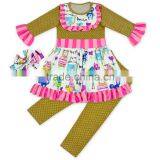 Floral & Dots Print Kids Baby Girl Clothes Set Spring Long Sleeve Outfit 0-6 Years Old Girls Boutique Ruffle Outfits thumbnail-1