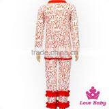 2017 Valentine's Day Set Baby Girl Clothing Set Letter Printed Long Sleeve Ruffle Bottom Children Top + Pant Matching Sets thumbnail-1