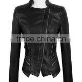 Faux Leather Black Plain Cool Streetwear Custom Varsity Jacket Wholesale thumbnail-1