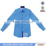 Latest Cut Away Collar Contrast Color Dark Blue Dobby Long Sleeve Shirt thumbnail-2