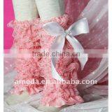 Kids Light Pink Lace Petti Warmers With White Bow LM6B7 thumbnail-1